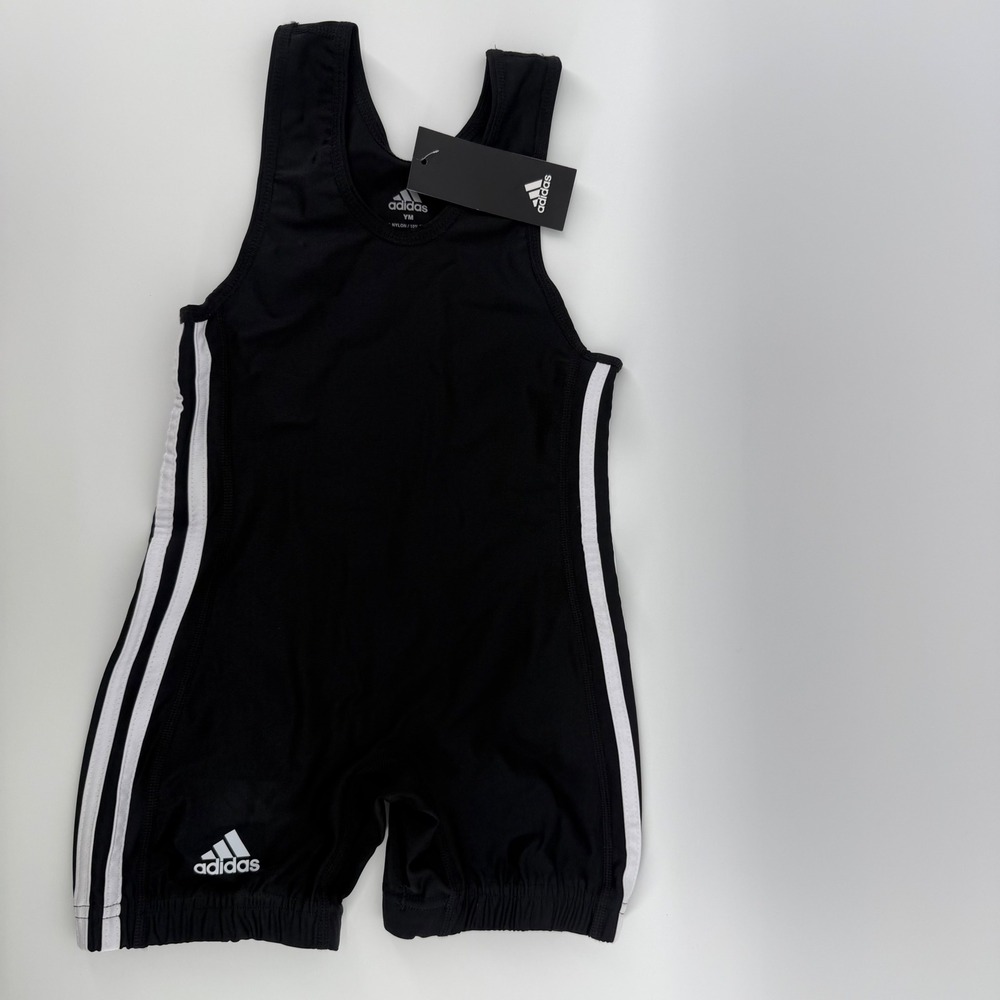 Adidas Youth Wrestling Singlet Black White AS102SY Size YM New With Tags